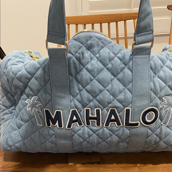 Stoney Clover Blue Quilted Tote Bag with 'MAHALO' Embroidery - Picture 8 of 15